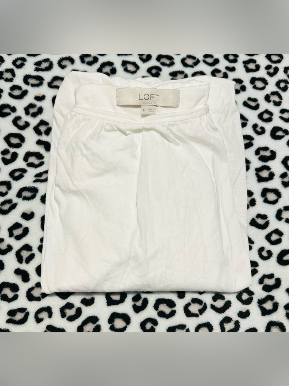 LOFT 100% Cotton White Sleeveless Bubble-Hem Boho Minimalist Blouse, Size Medium - Picture 7 of 8